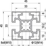 45 x 45 Aluminium Modular Profile - 2 Slots Tybe B - DIY-Geek