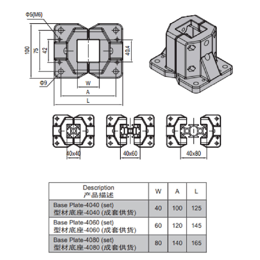 Base Plate 40x80 Set
