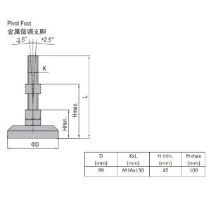 Pivot Foot - PA6 Base D160 M16x130