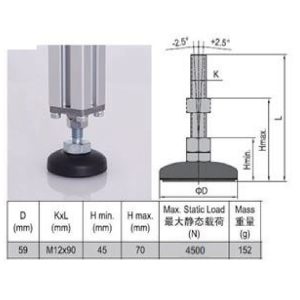 Pivot Foot - PA6 Base D59 M12x90