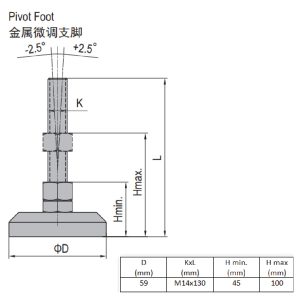 Pivot Foot - PA6 Base D59 M14x130