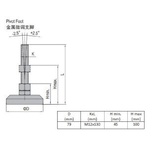 Pivot Foot - PA6 Base D79 M12x130