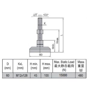 Pivot Foot - Stainless Steel 60 M12x128
