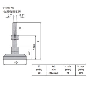 Pivot Foot - Zinc Plated Steel 80 M12x128