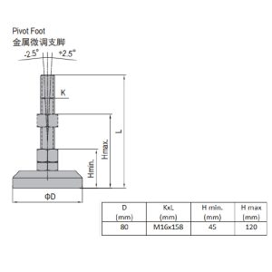 Pivot Foot - Zinc Plated Steel 80 M16x158