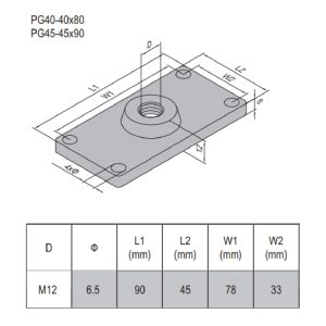 Mounting Plate PG45 45x90 M12
