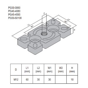 Mounting Plate PG30 30x60 Steel