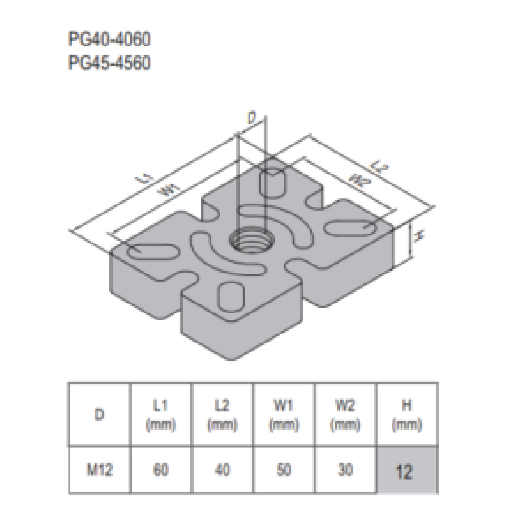 Mounting Plate PG40 40x60 Steel