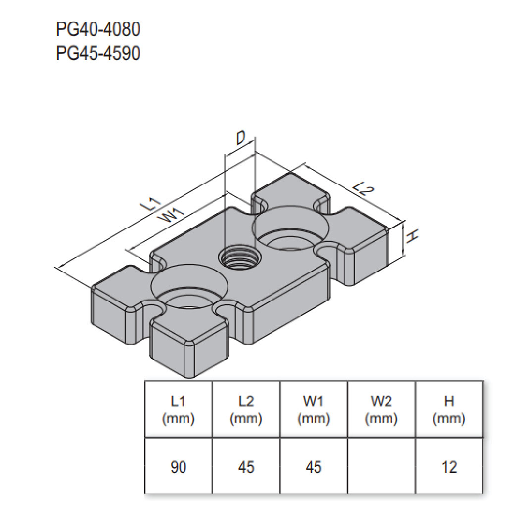 Mounting Plate PG45 45x90 M16 Zinc Alloy