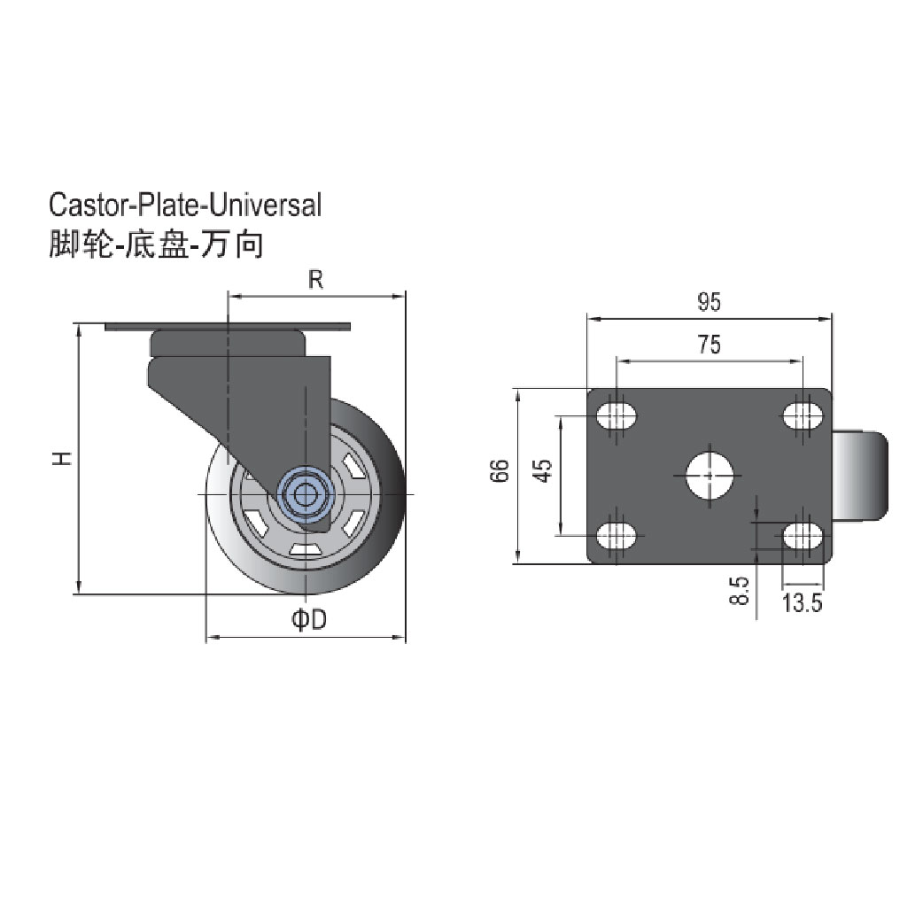Castor Plate - Universal 100