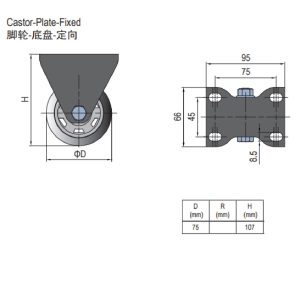 Castor Plate Fixed