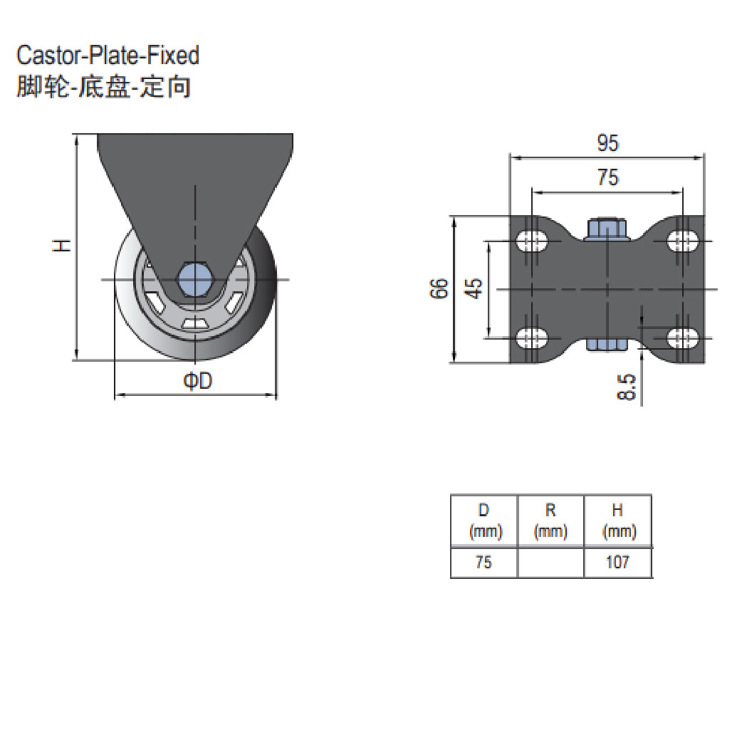 Castor Plate Fixed