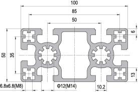 50 x 100 Aluminium Modular Profile - 6 Slots - DIY-Geek