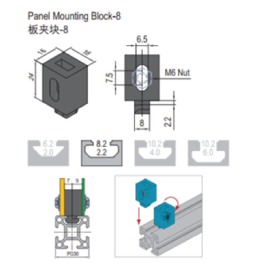 Panel Mounting Block - 8