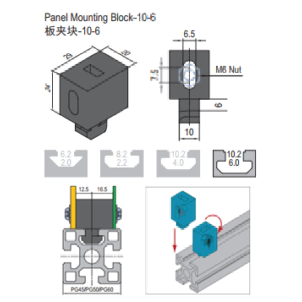 Panel Mounting Block - 10 - 6