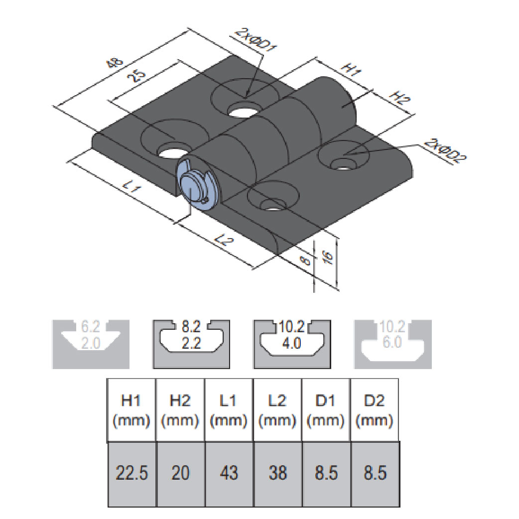 PA6 Hinge PG40/45