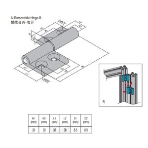 Removable Hinge PG40/40 Right Set