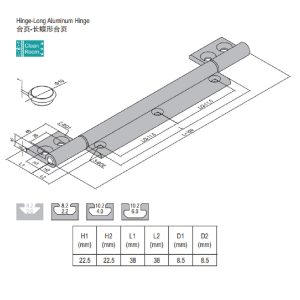 Long Aluminum Hinge PG45/45