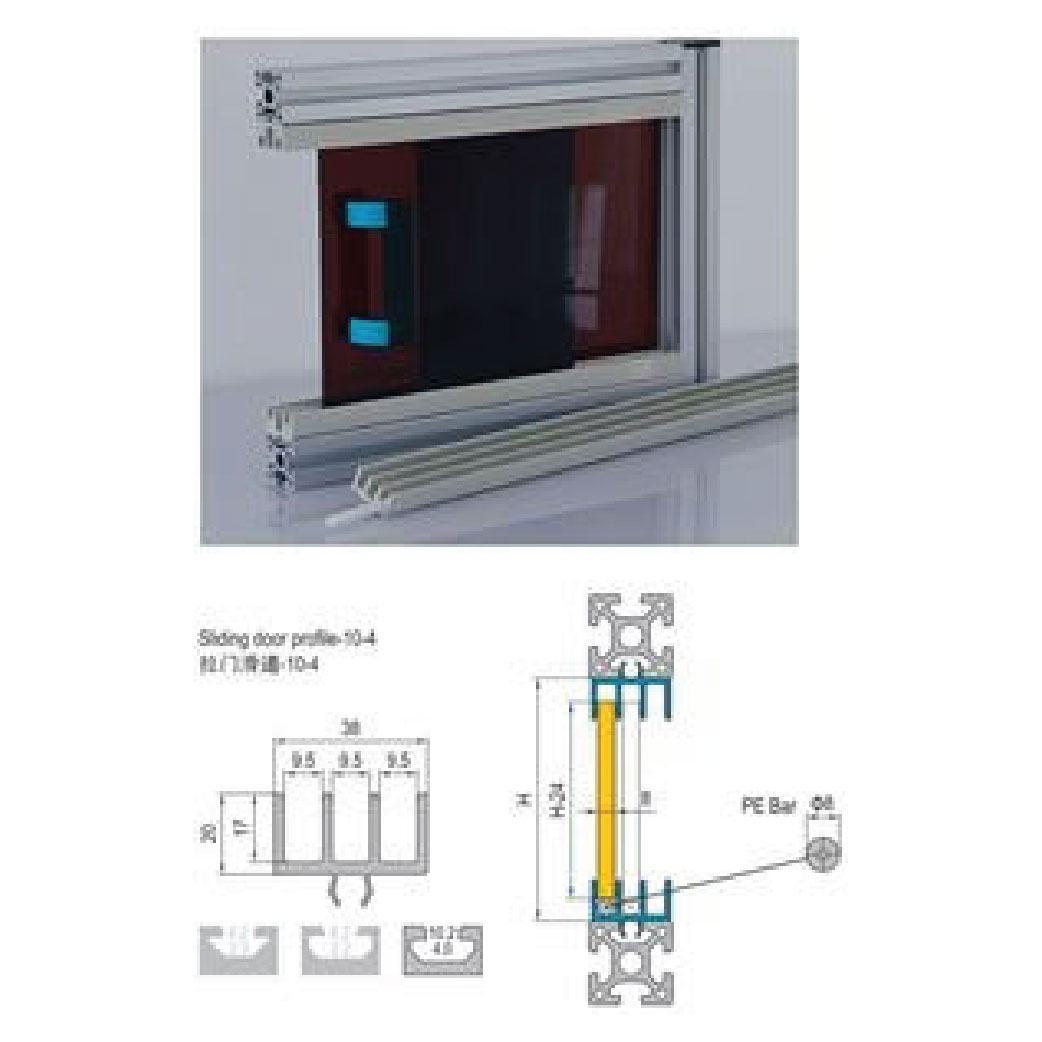 Sliding Door Profile 10 - 3m Bar Set Incl. PE Bar
