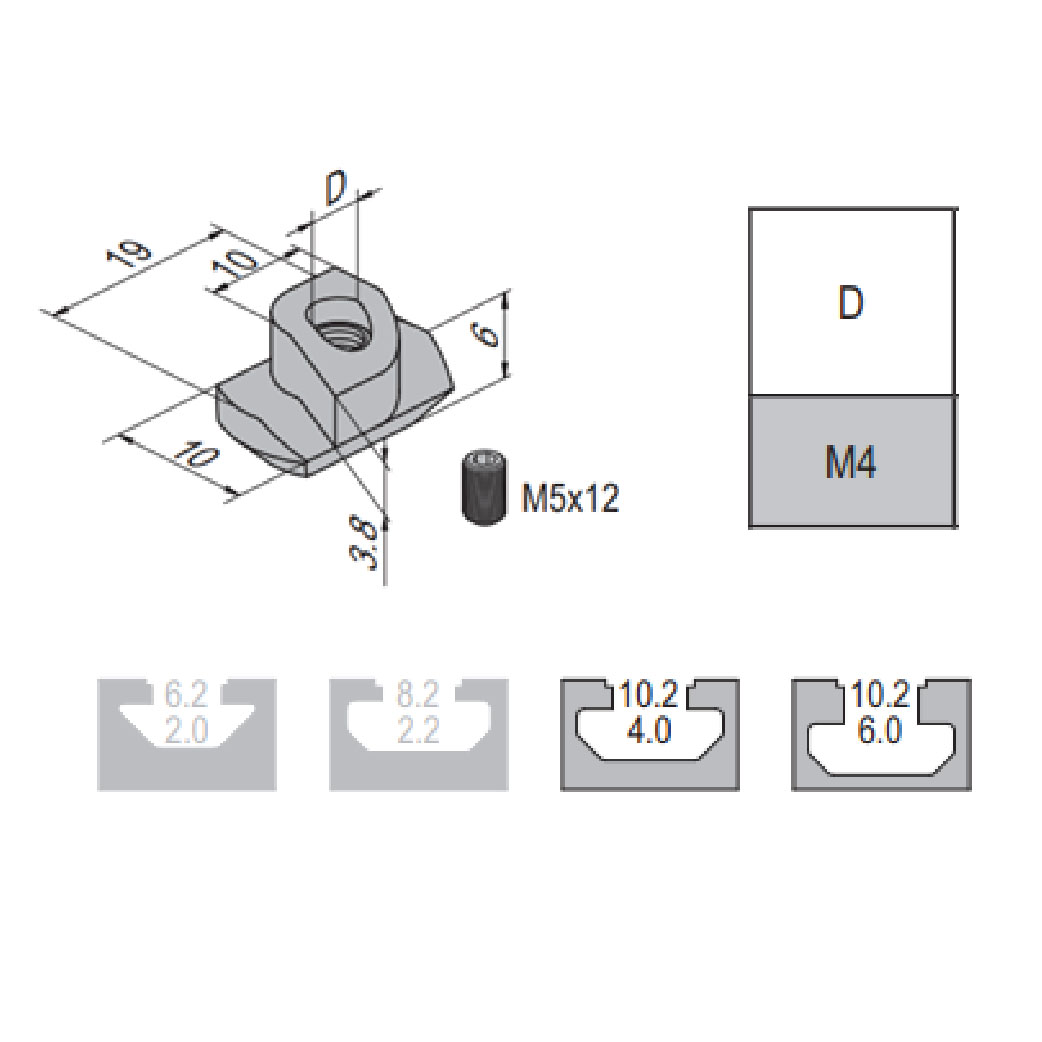 Potential Equaliser Nut - 8 - M4 /W Top Thread