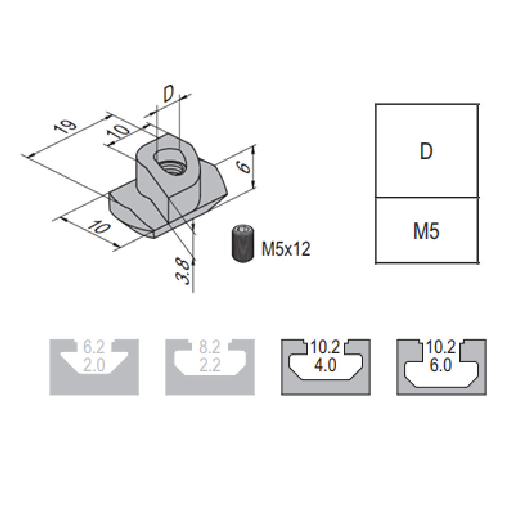 Potential Equaliser Nut - 10 - M5 /W Top Thread
