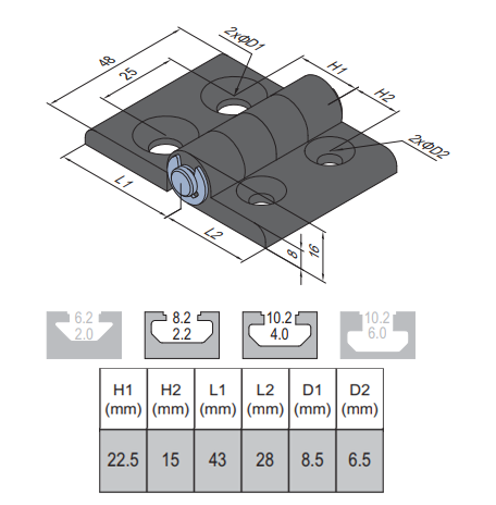 PA6 Hinge PG30/45