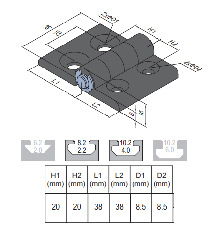 PA6 Hinge PG40/40