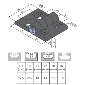PA6 Hinge PG45/45
