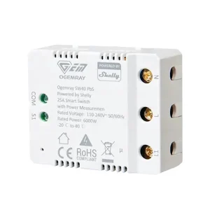 Ogemray Smart Relay 25A Powered By Shelly For Precise Control Of Larger Appliances Up To 25A Or 6000W