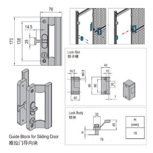 Lock For Sliding Door Of Clamping Profile PG30