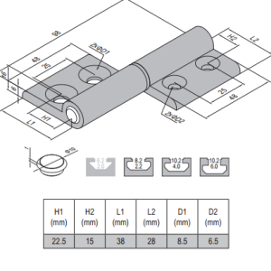 Removable Hinge PG30/45 Left