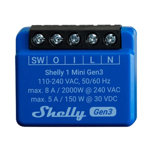 Shelly 1 Mini Gen3 Smart Mini One-Channel 8A Wi-Fi Relay
