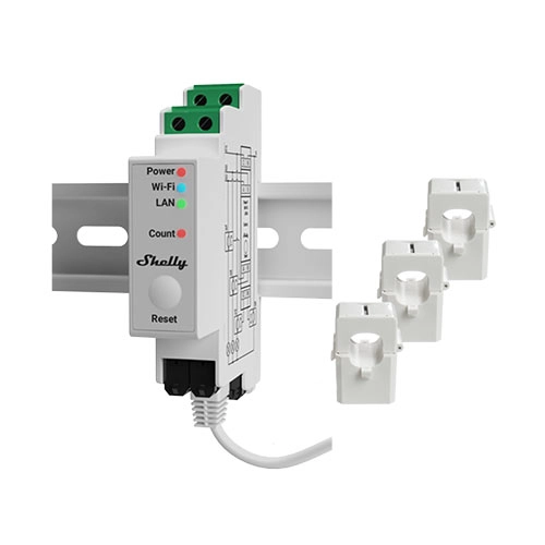 Shelly Pro 3EM-120A DIN-Rail Mountable Single Or Three-Phase Energy Meter With 3-Phase Current Transformers