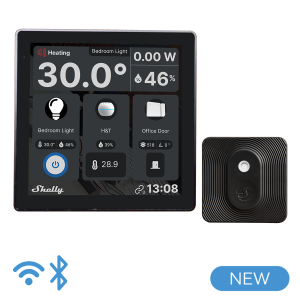 Shelly Wall Display + Blu H&T (Black) Smart Control Panel With Temperature, Humidity & LUX Sensors