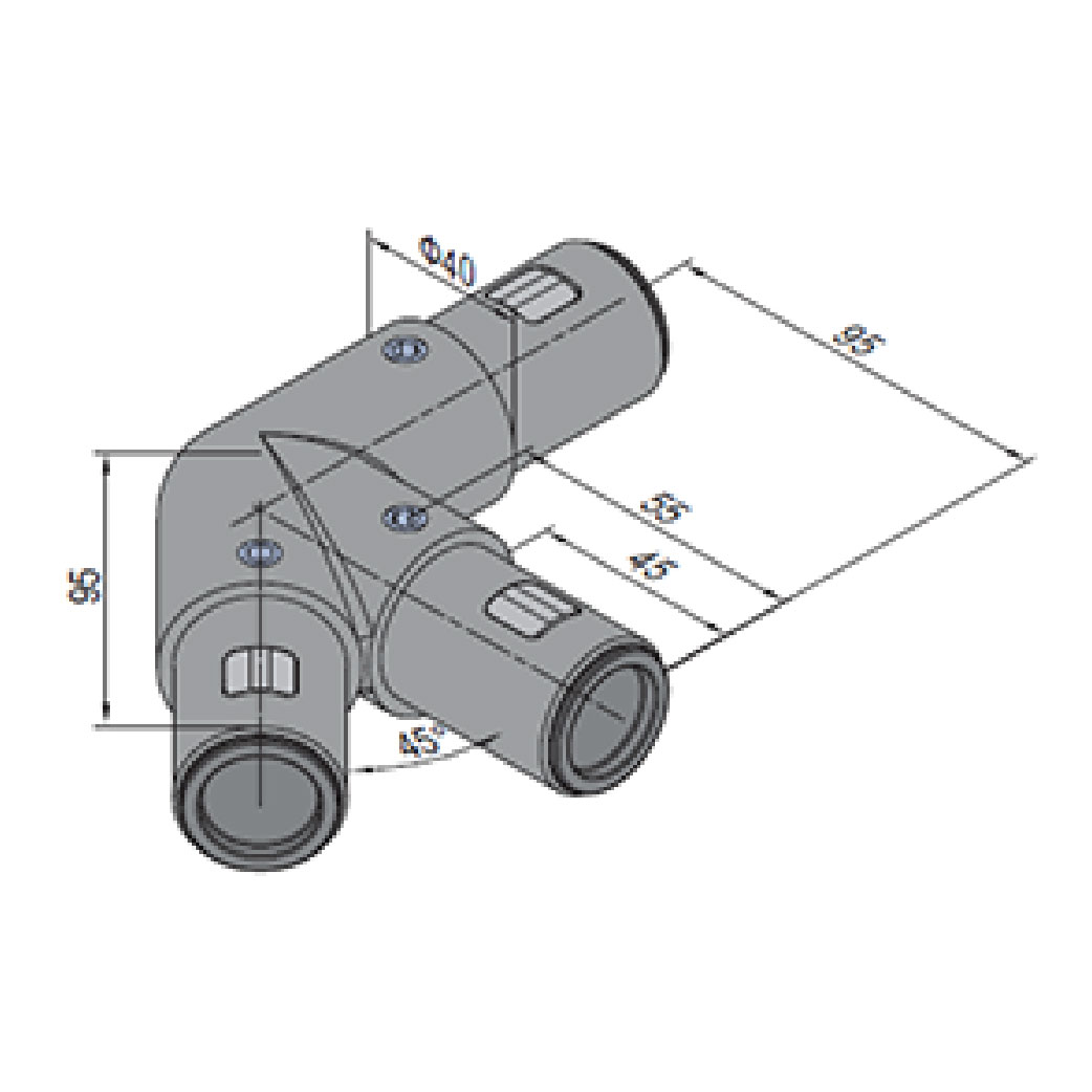 45 Degree L Tube Connector Left