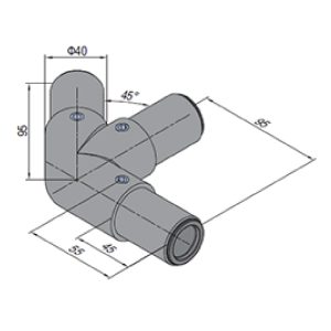 45 Degree L Tube Connector Right