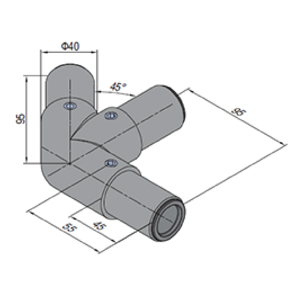 45 Degree L Tube Connector Right