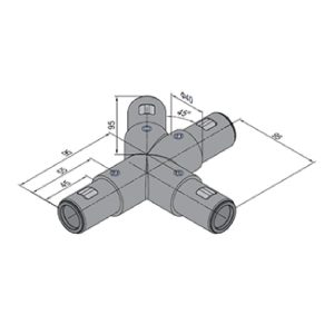 45 Degree T Tube Connector Right