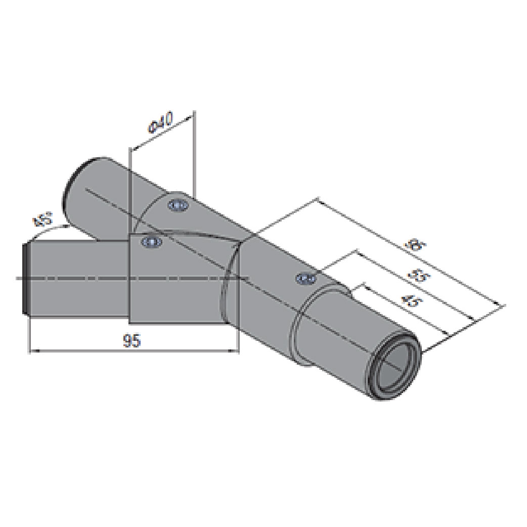 45 Degree Y Tube Connector Left
