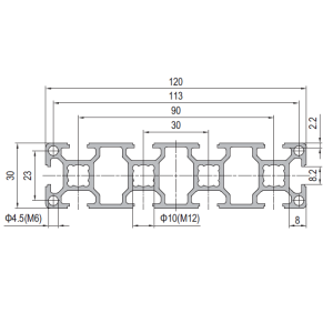 Aluminium Profile PG30 30x120 - 10 Slots