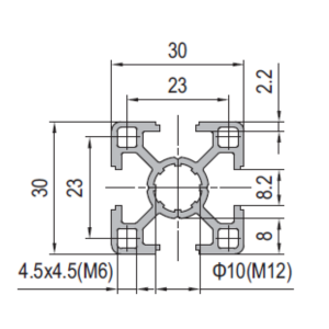 Aluminium Profile PG30 30x30 - 4 Slots Light