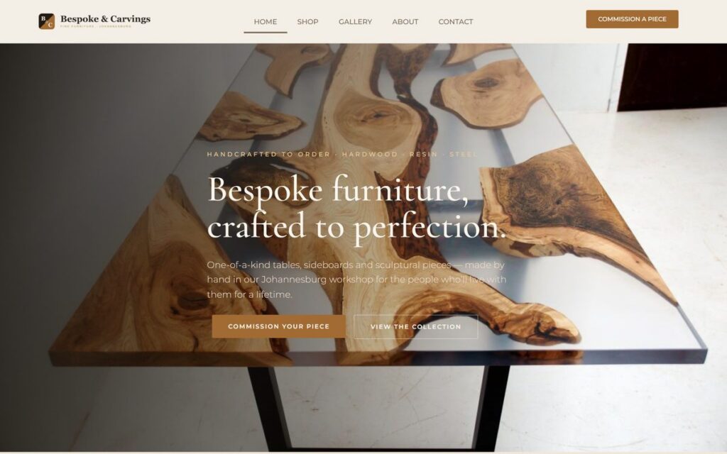Bespoke & Carvings website