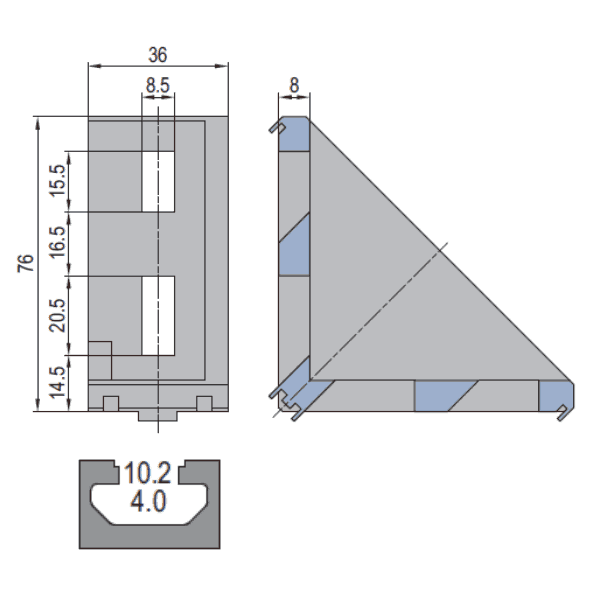Die Cast Bracket PG40 40x80