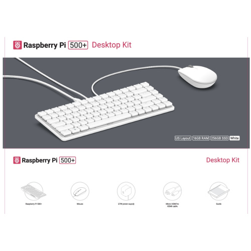 Official Raspberry Pi 500+ EU Desktop kit