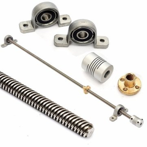 T8 400mm Lead Screw Set with Shaft Coupling and Mounted Ball Bearing